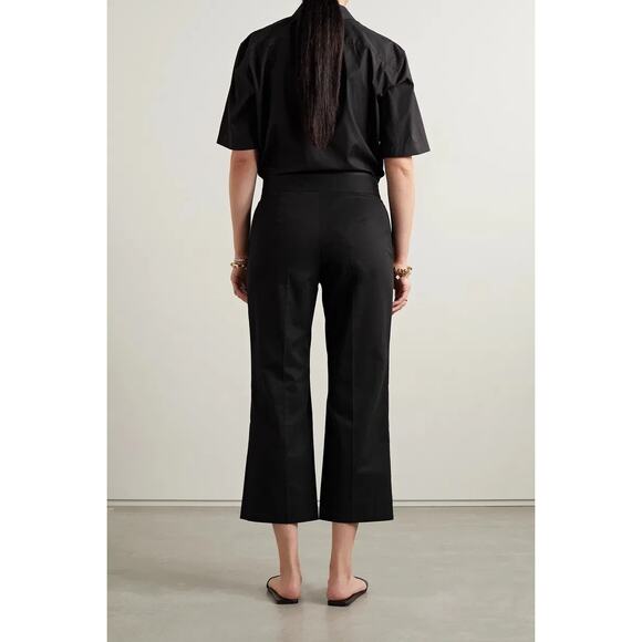 THE ROW Cotton/cashmere Black Bapri Cropped Cotton-Blend Straight-Leg Pants 12 - Picture 3 of 13